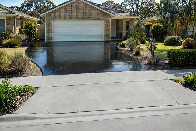 Driveway after cleaning and sealing