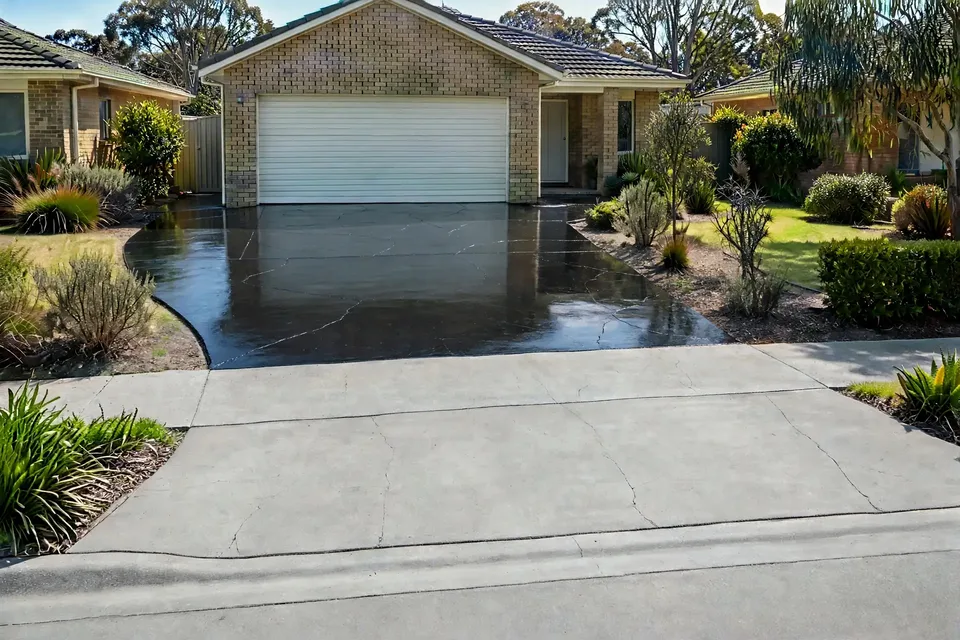 Driveway after cleaning and sealing