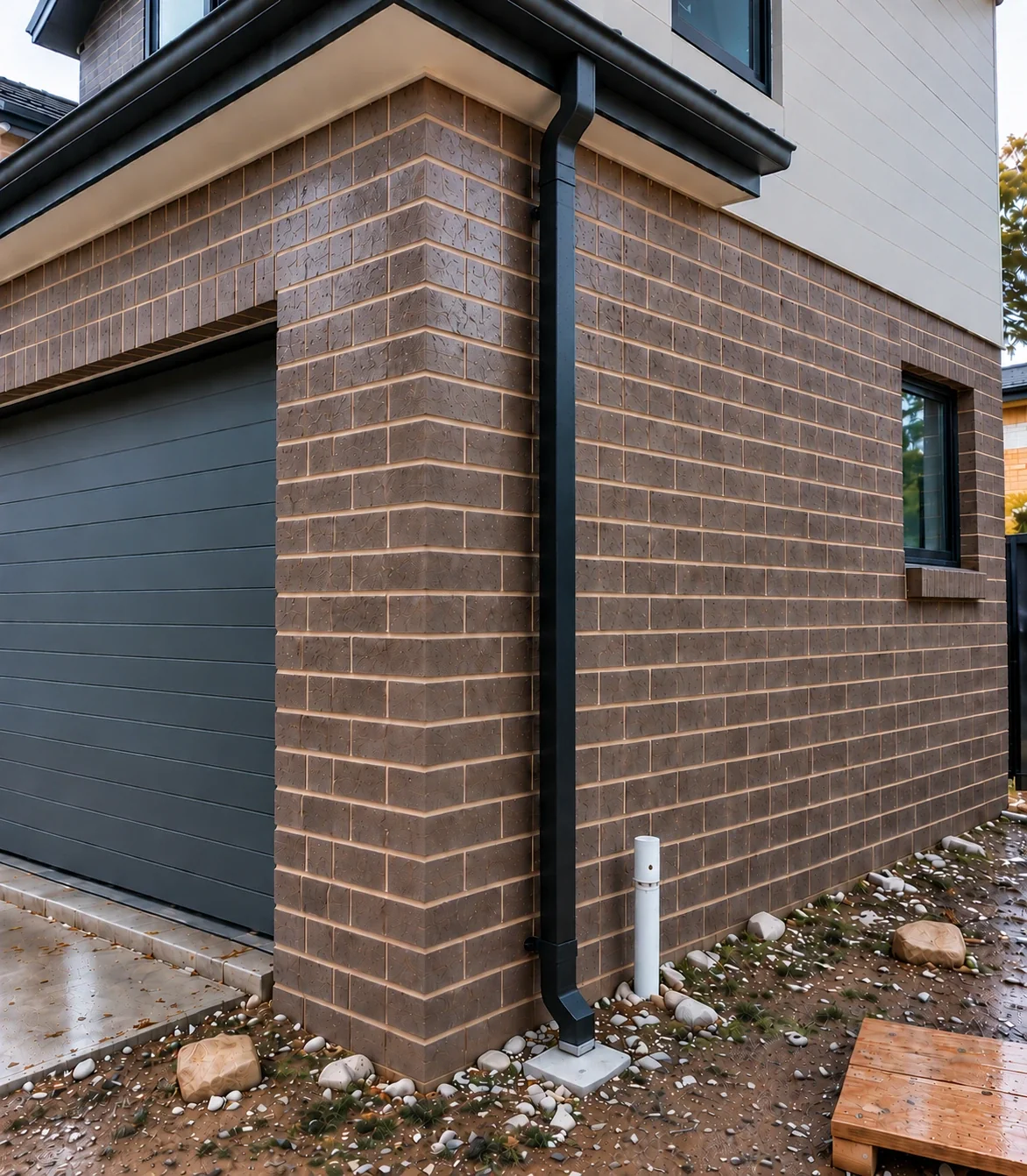 Illustrative brick corner after washing, with mortar residue reduced