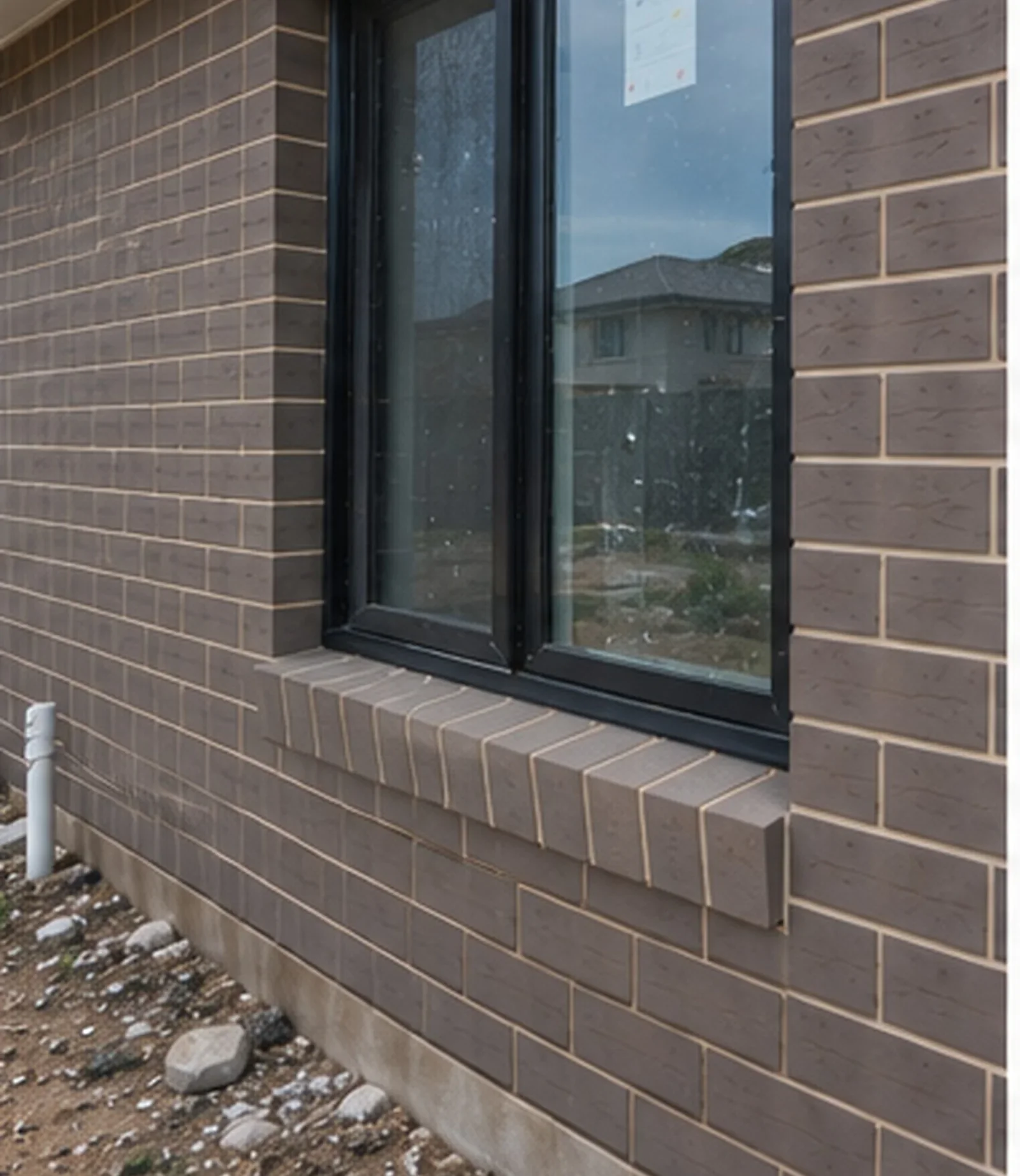 Illustrative window brickwork after cleaning, with mortar residue reduced