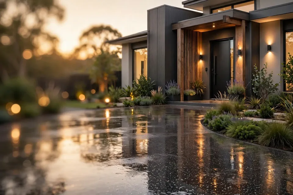 Pressure-washed and sealed driveway at a Sydney home